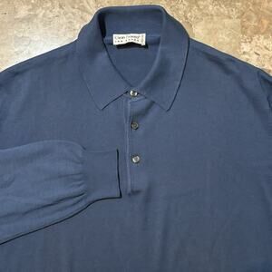 Gran Sasso Sweater Polo Mens Size 50 Blue Collared Long Sleeve Cotton Italy
